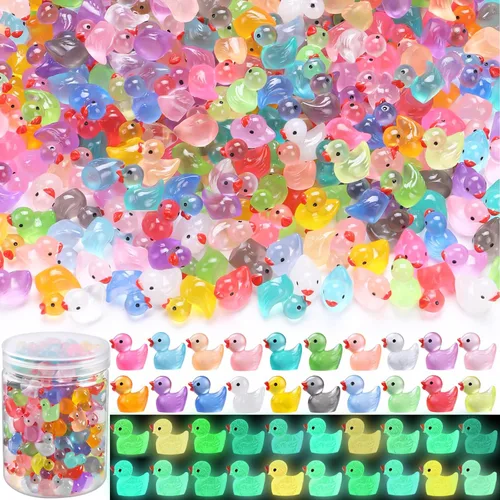Miniatura 12 de DULEFUN 200 Piezas Patos Pequeños 10 Colores Figuras de Patitos Mini Patos de Resina Patos Pequeños de Plástico en Miniatura a Granel