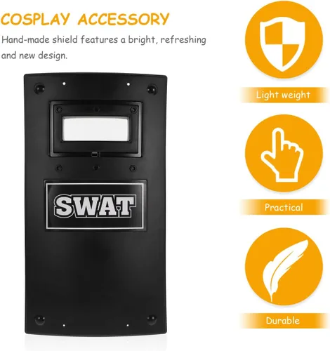 Miniatura 7 de KESYOO Police SWAT Shield - Juguetes de armas para juegos de rol, accesorios de cosplay para niños, regalo de Halloween, negro, mediano