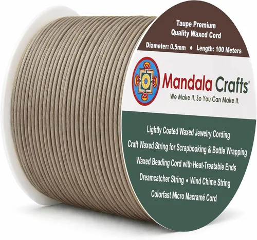 Miniatura 227 de Cuerda Mandala Crafts 0.03 pulgadas 109 yardas para hacer joyería, artesanía, macramé, cuerda de algodón encerado Negro