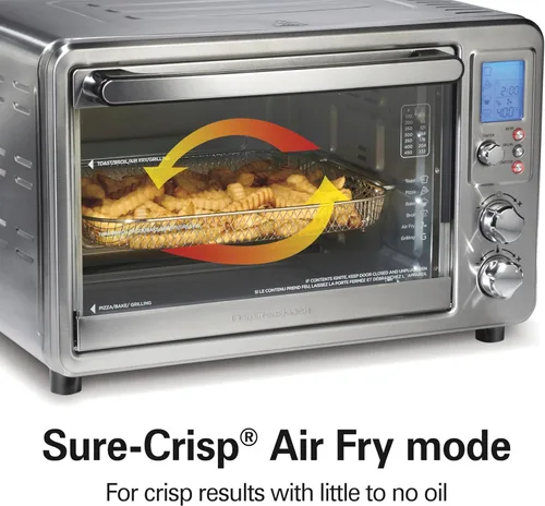 Miniatura 4 de Hamilton Beach Combo de horno tostador y freidora de aire 6 en 1 Sure Crisp y parrilla eléctrica para interiores, temperatura de sellado de 450 °F