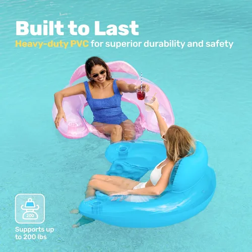 Miniatura 5 de SLOOSH Inflatable Pool Floats Adult,2 Pack Pool Chairs with Cup Holders,X-Large Blow up Floats Chair,Hammock Noodle Mat for Relaxing Summer Water