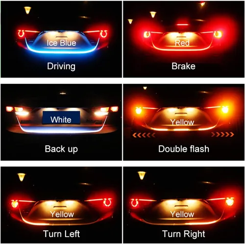 Miniatura 3 de Luz trasera para automóvil, tira de luces LED de circulación diurna para puerta trasera de 12 V con freno y señal de giro para autos, SUV, camión