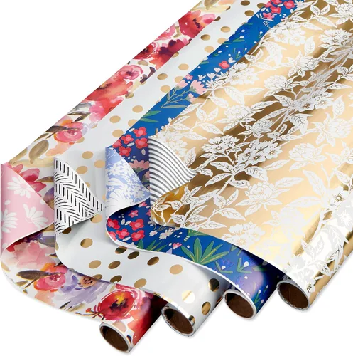 Miniatura 7 de American Greetings Papel de regalo reversible de 175 pies cuadrados para bodas, baby showers, despedidas de soltera, aniversarios, cumpleaños