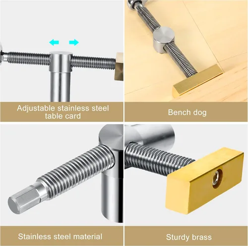 Miniatura 3 de Lasnten 4 piezas de banco de carpintería para perro con abrazadera ajustable de 0.79 pulgadas, abrazadera de agujero para perro de 3/4 pulgadas