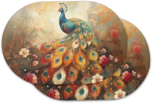 Miniatura 37 de Blue Flower Dining Table Mats Set of 2 Hummingbird Heat Resistant Placemats Washable and Wipeable Non Slip Place Mat, Waterproof Modern Dining Table