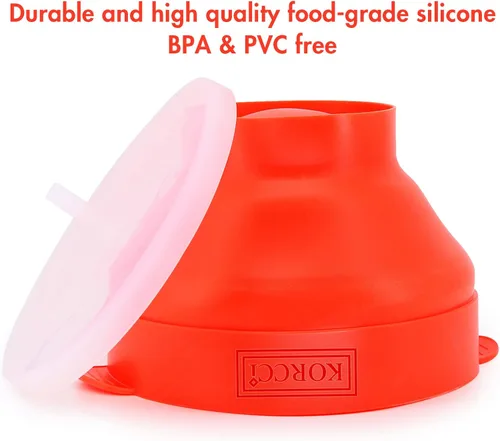 Miniatura 6 de The Original Korcci - Palomitas de maíz de silicona para microondas, para microondas, cuenco plegable para hacer palomitas de maíz, no requiere Rojo