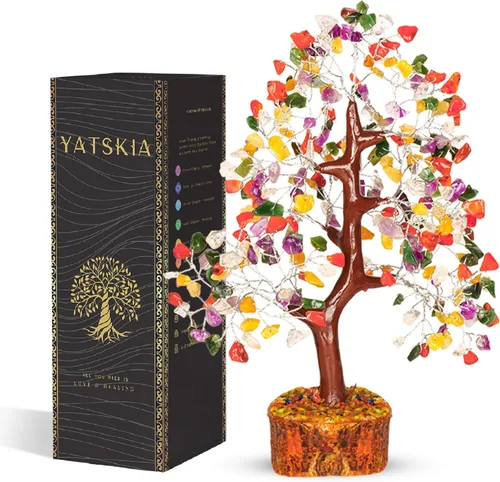 Miniatura 21 de YATSKIA - Árbol de cristal turquesa Feng Shui, alambre, bonsái Buhha, estatua reiki, Chakra curativo energía positiva, buena suerte dinero regalos