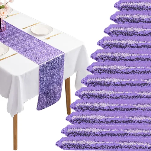 Miniatura 14 de 12 Paquetes de Caminos de Mesa con Lentejuelas Brillantes para Comedor para Cumpleaños, Bodas, Compromisos, Nupciales, Baby Shower, Despedida