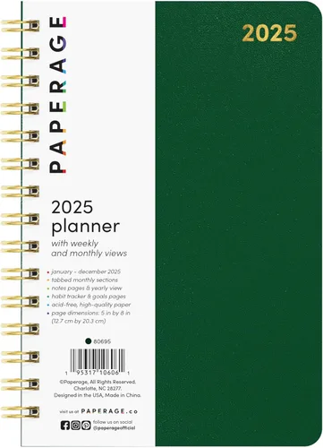 Miniatura 30 de PAPERAGE Agenda semanal y mensual 2026, 12 meses (enero de 2026 a diciembre de 2026), 5.6 x 8 pulgadas, agenda 2026 de tapa dura con hojas semanales