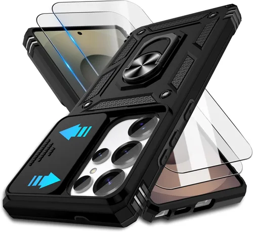 Miniatura 105 de ATUMP Funda para OnePlus Nord N200 5G con protector de pantalla HD con cubierta para cámara deslizante, soporte de anillo de rotación de 360°