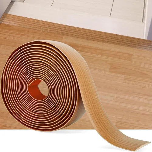 Miniatura 26 de Tira de transición de suelo de 5 pies, autoadhesiva, cubierta de vinilo, tira de transición divisora plana, diseño de grano de madera para huecos