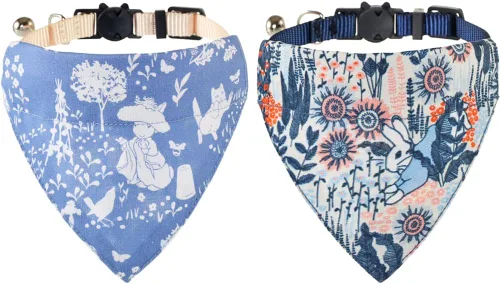 Miniatura 35 de Collares de gato KZHAREEN para Pascua, separables con bandana y campana, collar ajustable para gatito, perrito pequeño, niñas y niños Pascua-2