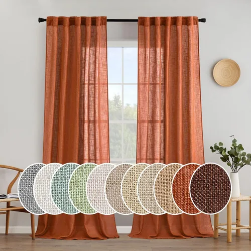 Miniatura 125 de MIULEE Cortinas de lino blanco de 108 pulgadas de largo para dormitorio, sala de estar, cortinas de ventana con textura de lino suave y grueso, Lino