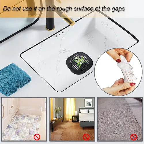 Miniatura 4 de Recolector de cabello cuadrado con ventosas para desagüe, tapón de silicona para ducha, fácil de instalar para baño, tina y cocina, 2