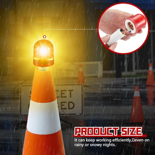 Miniatura 2 de VIHOSE 2 piezas de luces LED para conos de tráfico, cono de tráfico intermitente con 3 modos de parpadeo, luz de advertencia LED para conos