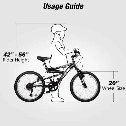 Miniatura 5 de Bicicleta de montaña para niños WEIZE, bicicletas de 20 y 24 pulgadas para niños de 6 a 14 años, para niños y niñas, con suspensión doble completa