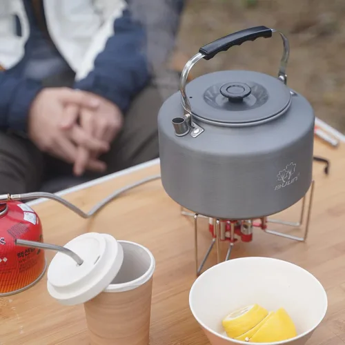 Miniatura 4 de Bulin 1.6L/2.2L Camping Hervidor Aleación de Aluminio Abierta Campfire Café Té Pot Calentamiento Rápido Equipo al aire libre para agua hirviendo