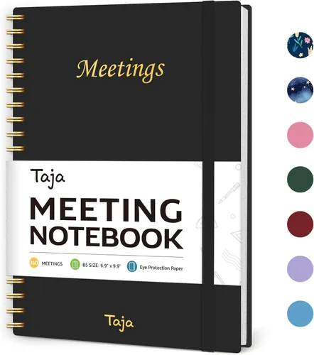 Cuaderno de reuniones para organización del trabajo, cuaderno de trabajo con artículos de acción, agenda para tomar notas, 160 páginas (6.9 x 9.9