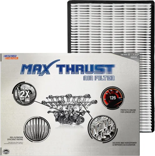 Miniatura 60 de Filtro de aire de motor Spearhead MPG Defense Max Thrust para vehículos de todo kilometraje, se adapta como el OEM, restaura MPG y aceleración