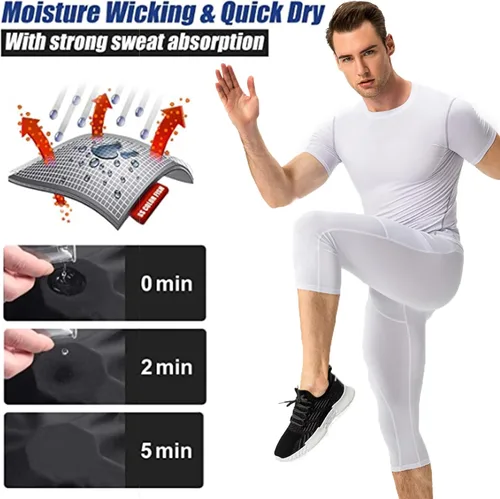 Miniatura 4 de SPVISE - Juego de 1 o 2 camisetas de compresión para hombre, de manga corta, para entrenamiento atlético, top para correr, camiseta fresca y activa