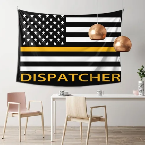 Miniatura 2 de Qauirfe Tapiz con diseño de bandera de línea dorada fina 911, para colgar en la pared, sala de estar, dormitorio, oficina, tapices de tela de 60 x