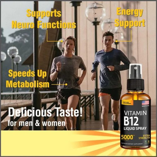 Miniatura 4 de Vitamina B12 Sublingual Spray 5000 mcg – Líquido vegano de metilcobalamina B12 aumenta la energía, el estado de ánimo y la salud cerebral – Sin