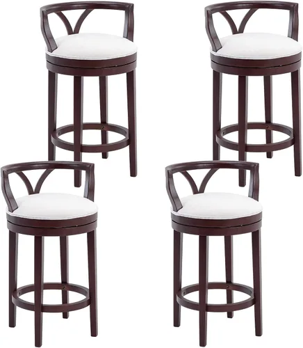 DUOMAY Taburetes de bar giratorios modernos con respaldo, taburetes de altura de mostrador de 28 pulgadas, taburete de bar tapizado de lino con