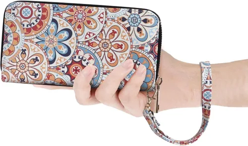 Miniatura 7 de Cartera de teléfono celular para mujer con doble cremallera y correa de muñeca extraíble