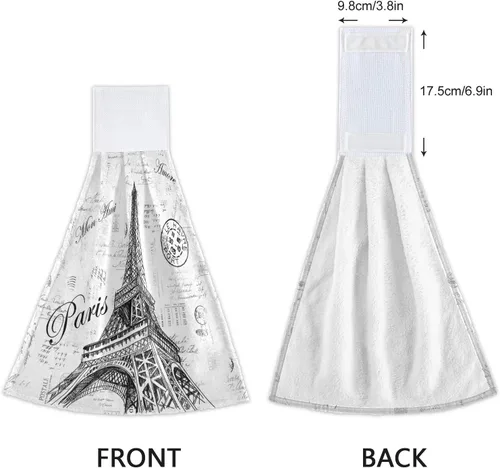 Miniatura 4 de Nander Toalla de algodón Paris Eiffel Tower, 2 toallas absorbentes para baño, lavable a máquina