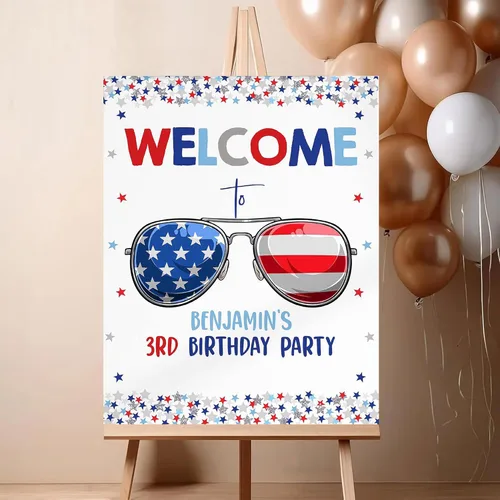 HAQCO 4Th Of July Welcome Poster Fourth Of July Poster Independence Day Patriotic Birthday Party Decor Red White And Blue