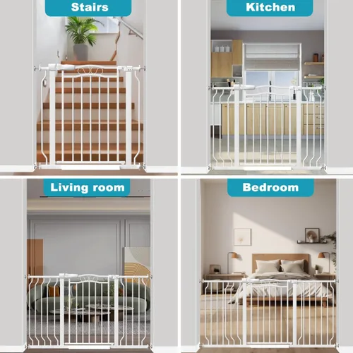 Miniatura 8 de Puerta de bebé extra ancha para puertas de 53.1 a 62.6 pulgadas, puertas para perros montadas a presión con puerta, barrera de seguridad infantil