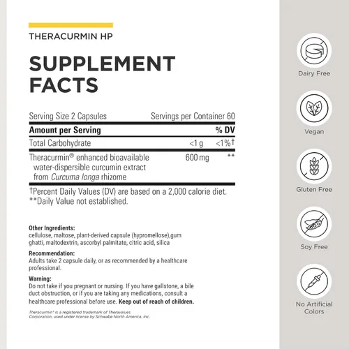 Miniatura 3 de Integrative Therapeutics - Theracurmin HP Curcumina: Suplemento de cúrcuma para la recuperación muscular y el alivio de dolores menores debido al