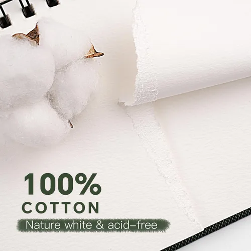 Miniatura 2 de Bloc de Papel de Acuarela, Fuumuui 5.5 x 8.5 pulgadas Papel 100% Algodón (20 Hojas, 140lb/300g), Encuadernado en Espiral para Pintar, Dibujar