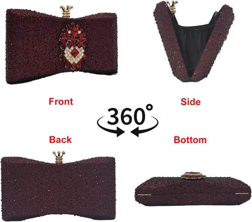 Miniatura 2 de HUANG ZHUANG Bolso de noche con diamantes de imitación y purpurina para mujer, bolso de noche para fiesta, boda, lindo bolso
