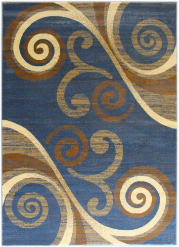Miniatura 3 de Masada Rugs, Stephanie Collection - Alfombra de área moderna y contemporánea, 1100, azul, beige, marrón (5 pies 3 pulgadas x 7 pies 3 pulgadas)