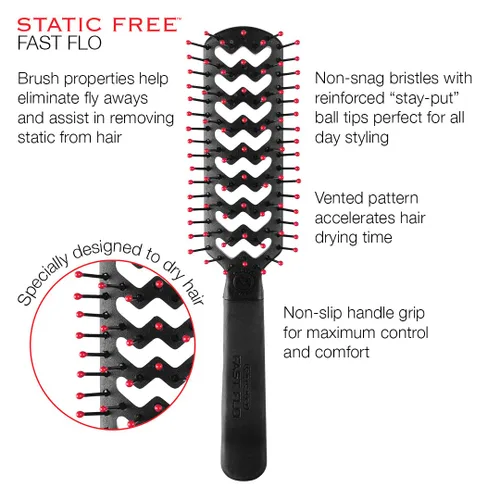 Miniatura 5 de Cricket Cepillo de pelo rápido Flo Vent libre de estática, secado rápido, fácil de peinar y desenredar sin enredos para todo tipo de cabello, largo