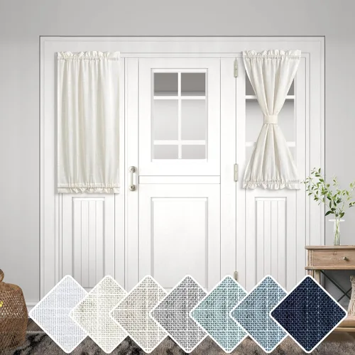 Miniatura 35 de KOUFALL Cortinas de luz lateral para puerta de 72 pulgadas de largo para ventanas laterales, mezcla de lino, protección de privacidad, filtrado