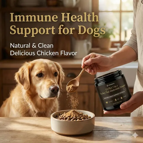 Miniatura 6 de Polvo de hongo de cola de pavo para perros – Polvo de hongos ultra 7 en 1 con beta-glucanos, apoyo inmunológico, digestivo y cerebral, sabor a