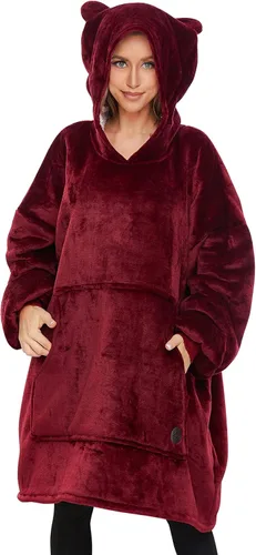Miniatura 56 de Three Poodle - Manta con capucha portátil para niños, sudadera de sherpa de gran tamaño con capucha gigante, manta con capucha cálida y acogedora