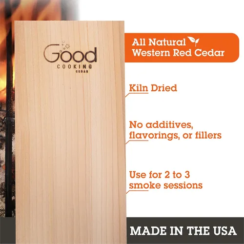 Miniatura 4 de Good Cooking Tablones de parrilla de alta calidad, paquete de 4, madera de cedro premium (5.5 x 11.5 pulgadas), tablones de madera natural para asar