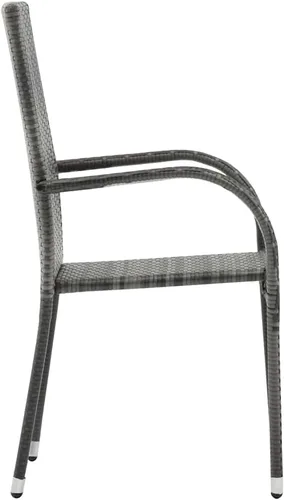 Miniatura 7 de Ensemble de Salle à Manger Extérieur 7 pièces en Acacia massif et rotin synthétique gris, résistant aux intempéries, Pour Jardin terrasse, Design