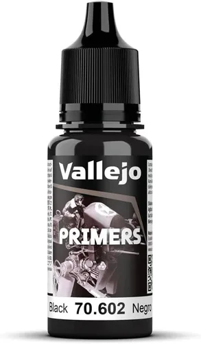 Vallejo - Imprimador de Superficies Color | Imprimador Acrílico Negro 18 ml (0.6 fl.oz.) | Acabado Mate y Secado Rápido | Perfecto para Aerografía y