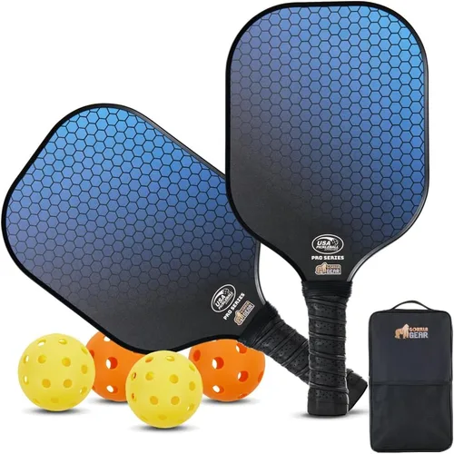 Miniatura 12 de Gorilla Gear USAPA Approved Pickleball Starter Set, Fiberglass Paddles with Bag and Balls, Indoor Outdoor Court Use, Comfortable Racket Grip
