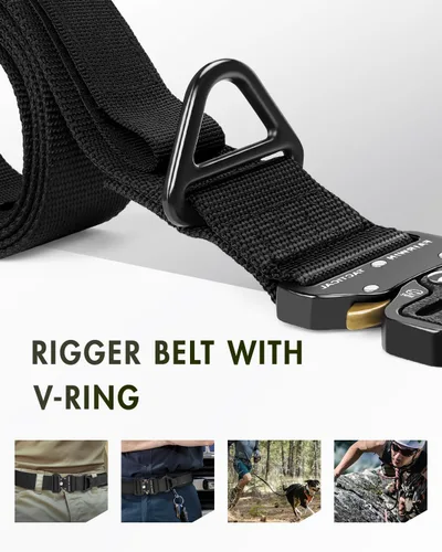 Miniatura 3 de Fairwin - Cinturón táctico de seguridad de 1.7 pulgadas de nailon para hombre con hebilla de liberación rápida de alta resistencia con anillo en V