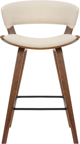 Miniatura 3 de Armen Living Jagger Modern Taburete de bar de 26 pulgadas de altura de mostrador con piel sintética crema y reposapiés recubierto de polvo negro