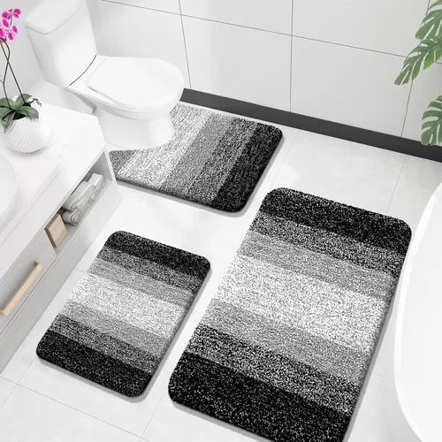 Miniatura 71 de OLANLY Juego de alfombras de baño de 3 piezas, alfombras de baño de microfibra suave y absorbente y alfombra de inodoro de contorno en forma de U