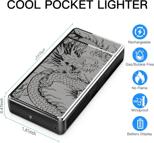 Miniatura 3 de Encendedor eléctrico, recargable por USB, arco de plasma, resistente al viento, sin llama, electrónico, sin butano, mini encendedor para velas