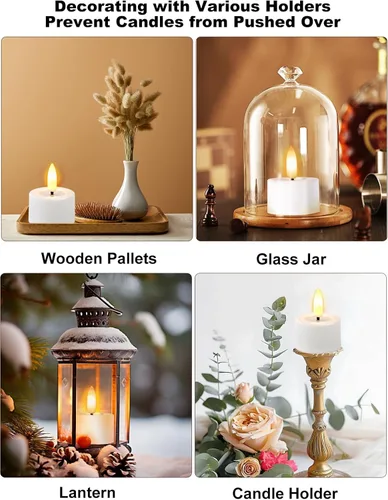 Miniatura 5 de Velas de té recargables sin llama con temporizador Romote, vela votiva pequeña de 1.5 x 2 pulgadas, funciona con pilas con base de carga USB, velas