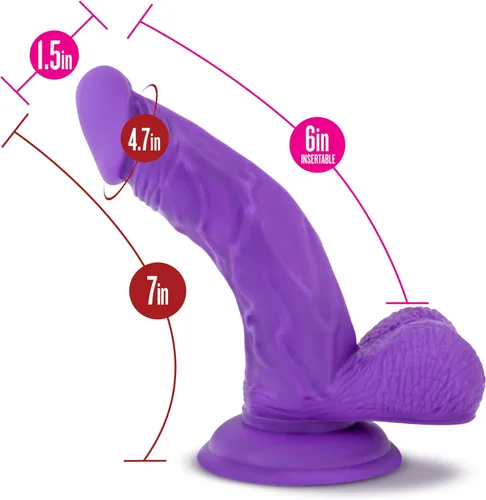 Miniatura 3 de Blush Ruse Magic Stick - Consolador realista de silicona de 7 pulgadas, estimulante del punto G y P, polla curva con bolas, compatible con arnés