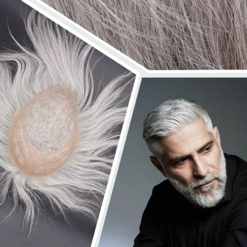 Miniatura 22 de Pelucas para hombre, tupé para hombre, unidad de tejido de cabello humano virgen europeo para hombre, tupé, mono encaje superior, piel sintética, 1B